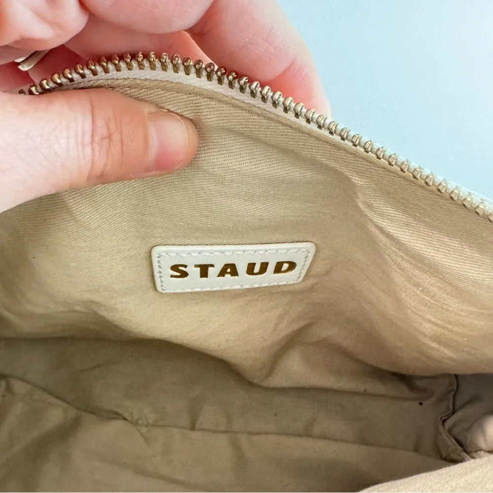Staud White Leather Make Up Bag Cosmetic Bag‎ Dopp Bag